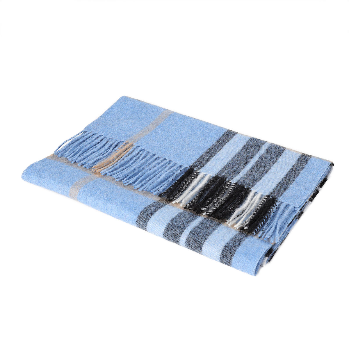 Heritage of Scotland 100% Lambswool Wide Scarf Soft Unisex Winter Wrap - Tartan & Check Designs - ENLARGED OFF CTR SCOTTY THOM DENIM
