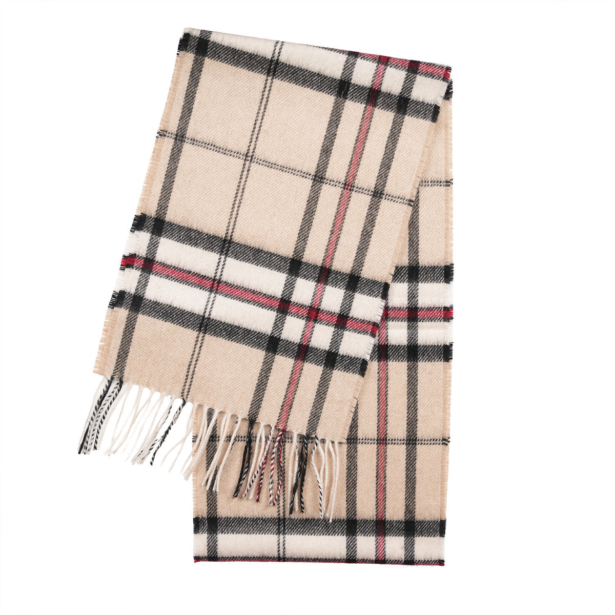 Tartan Weaving Mill 100% Pure Cashmere Scarf – Made in Scotland - Thomson Camel - Maxi Check