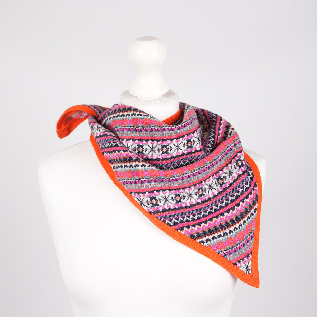 Women’s Lambswool Fair Isle Neck Scarf – Made in Scotland - ORANGE