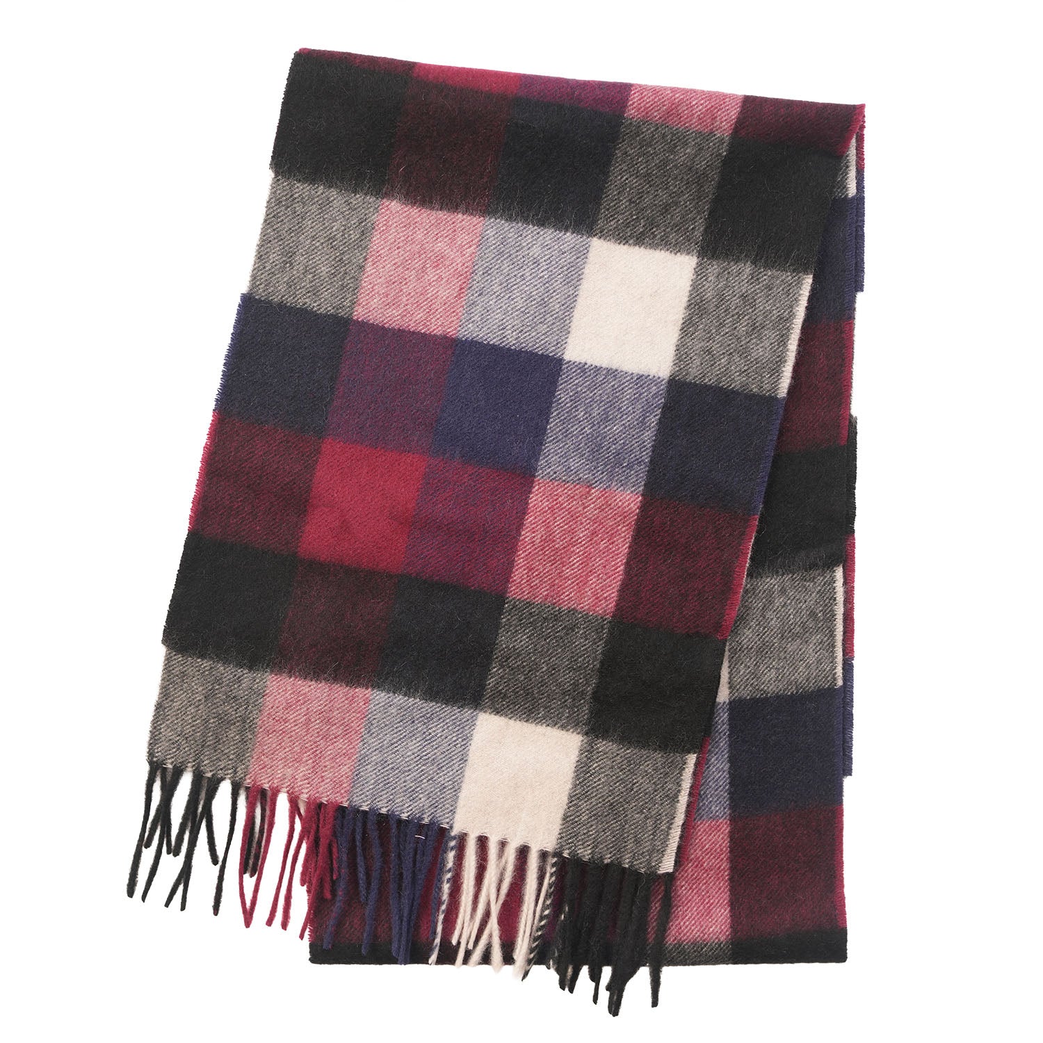 Edinburgh Cashmere Premium Lightweight Scarf - Ultra-Soft Luxury Wrap - 5 SQUARE TARTAN - BLUE/BLACK