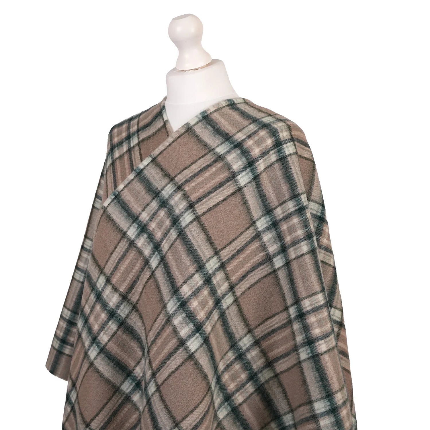 Edinburgh Lambswool Long Tartan Cape Royal Stewart Vintage Pink