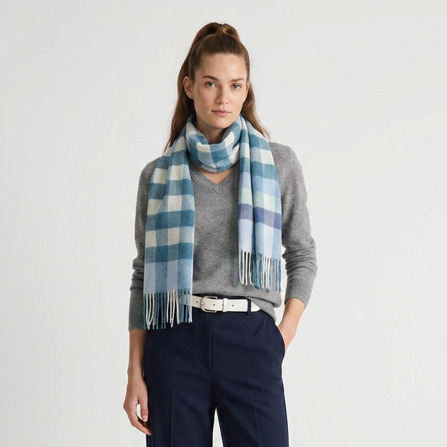 Edinburgh Cashmere Premium Lightweight Scarf - Ultra-Soft Luxury Wrap - PACIFIC WHITE