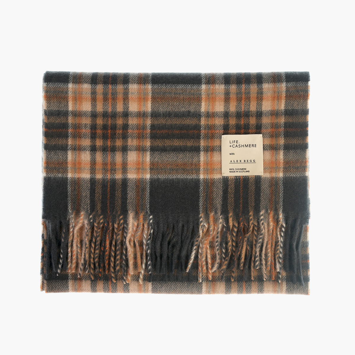 Balmoral 100% Cashmere Woven Scarf Tartan and Checks - Made in Scotland - TAWNEY