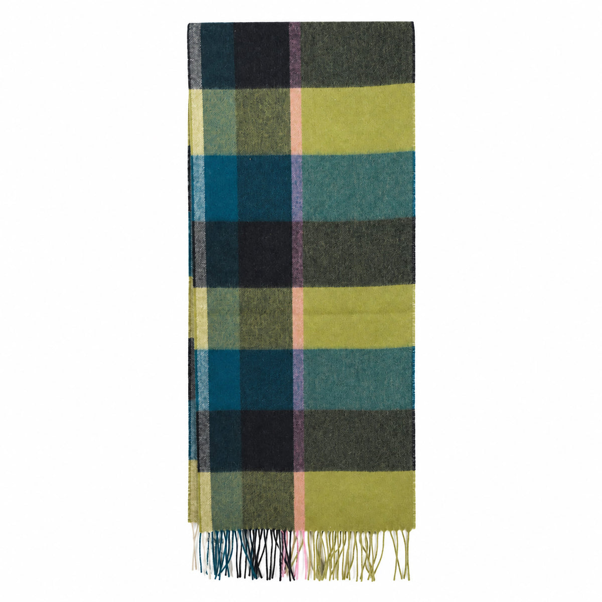 Heritage of Scotland 100% Lambswool Wide Scarf Soft Unisex Winter Wrap - Tartan & Check Designs - KIRKSTALL CHECK GREEN
