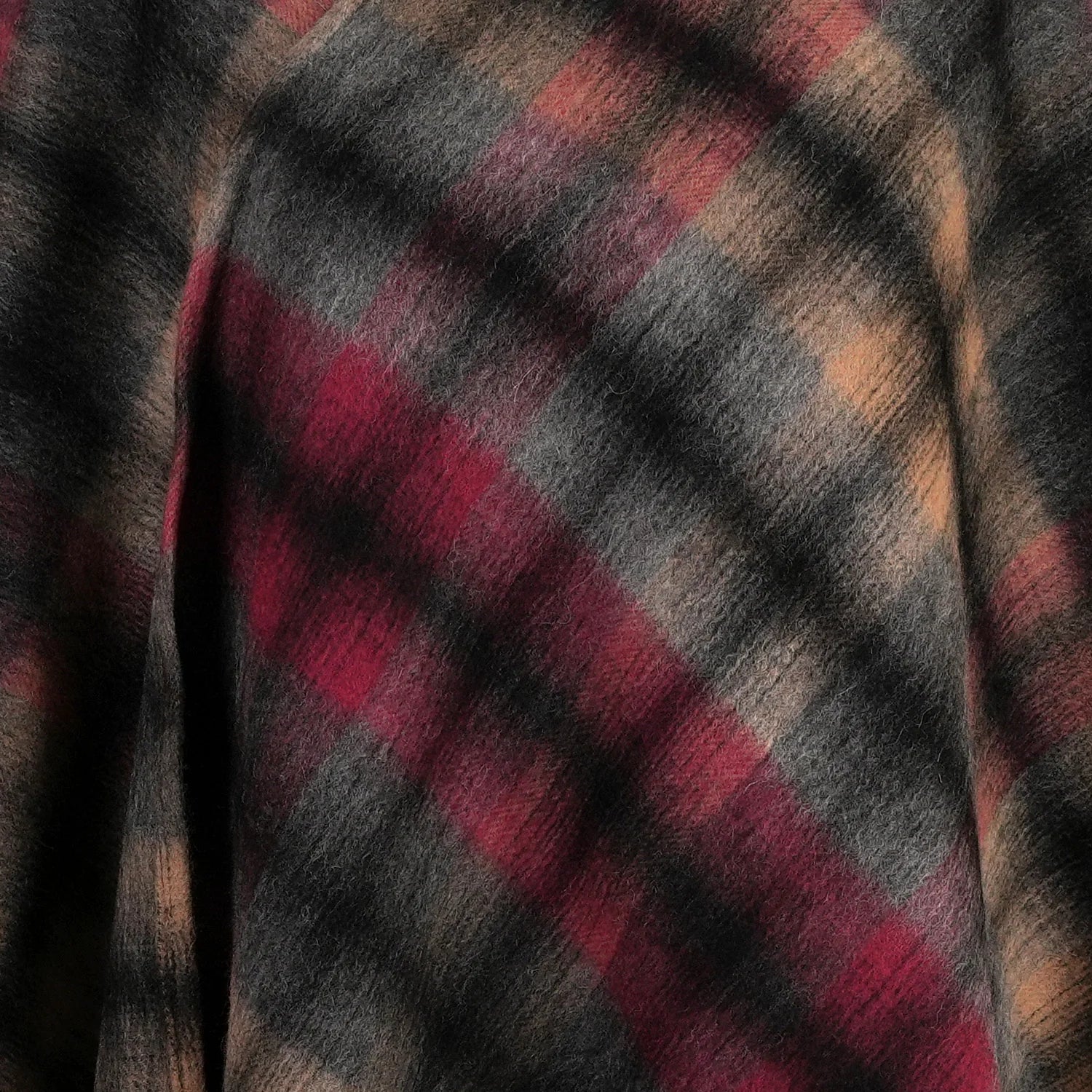 Edinburgh Lambswool Long Tartan Cape Graded Block Check - Dress Black