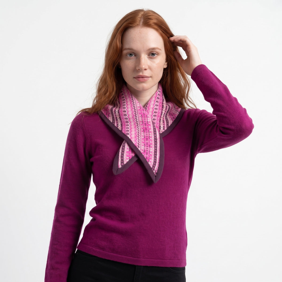 Women’s Lambswool Fair Isle Neck Scarf – Made in Scotland - CASIS PURPLE