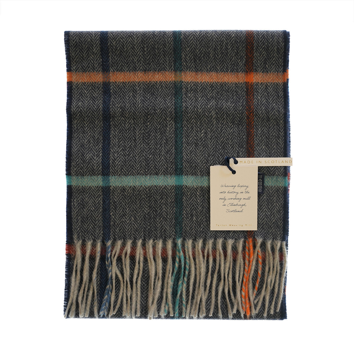 Tartan Weaving Mill 100% Pure Cashmere Scarf – Made in Scotland - FALA NAVY