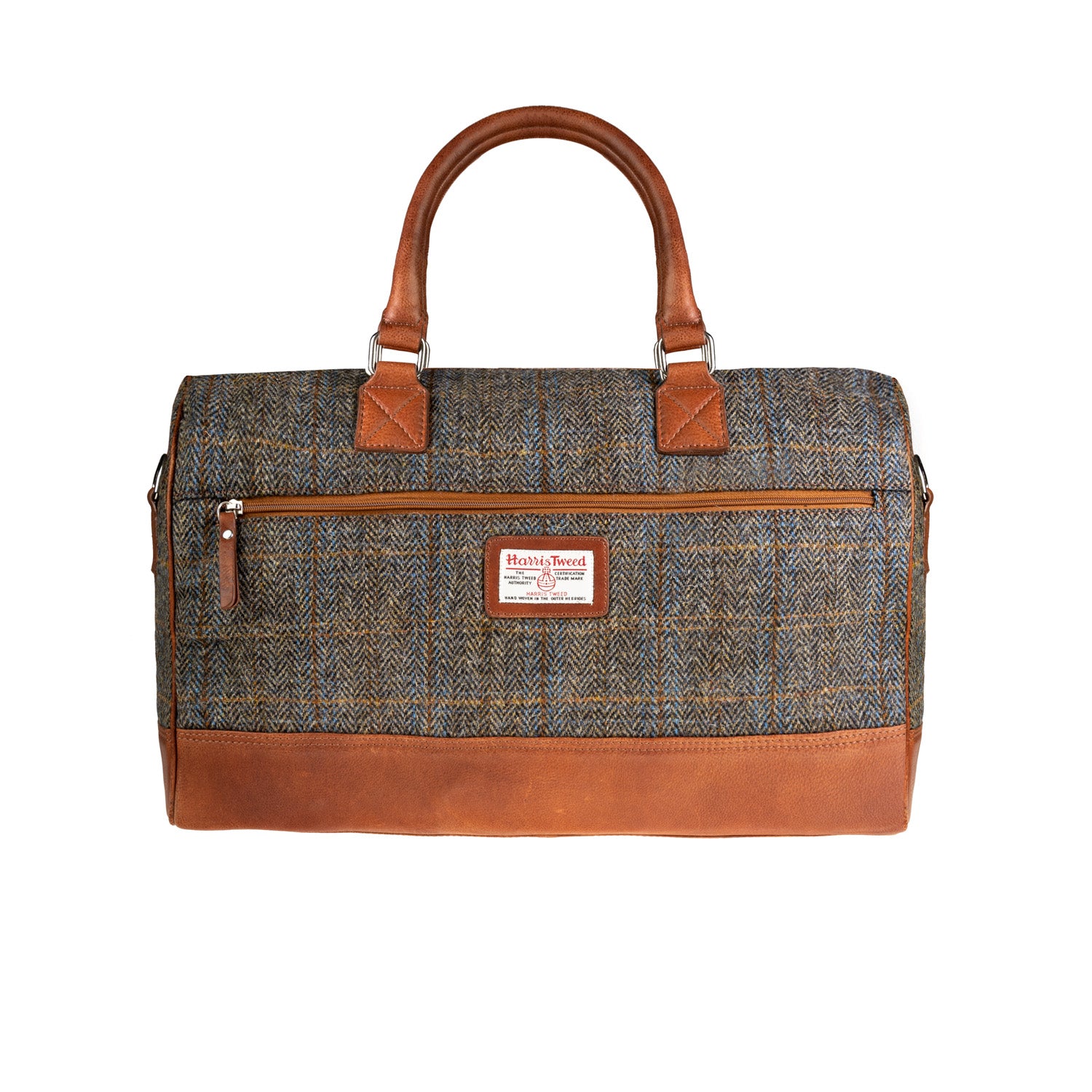 Ht Leather Weekender Bag Blue & Brown Check Hb / Tan