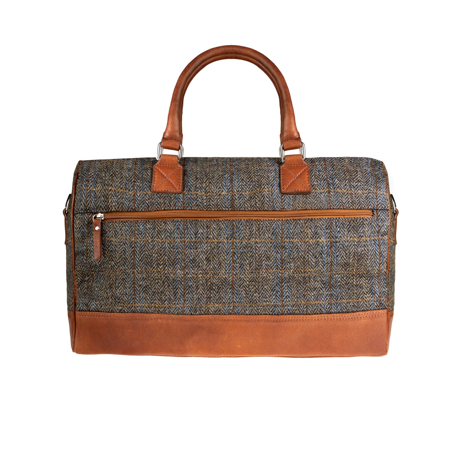 Ht Leather Weekender Bag Blue & Brown Check Hb / Tan