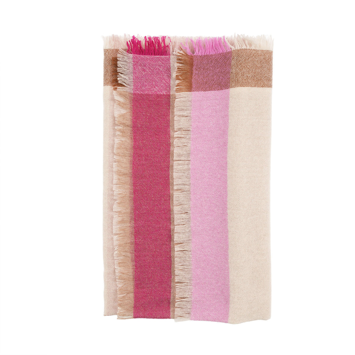 Earthy Block 100% Cashmere Square Scarf - PINK