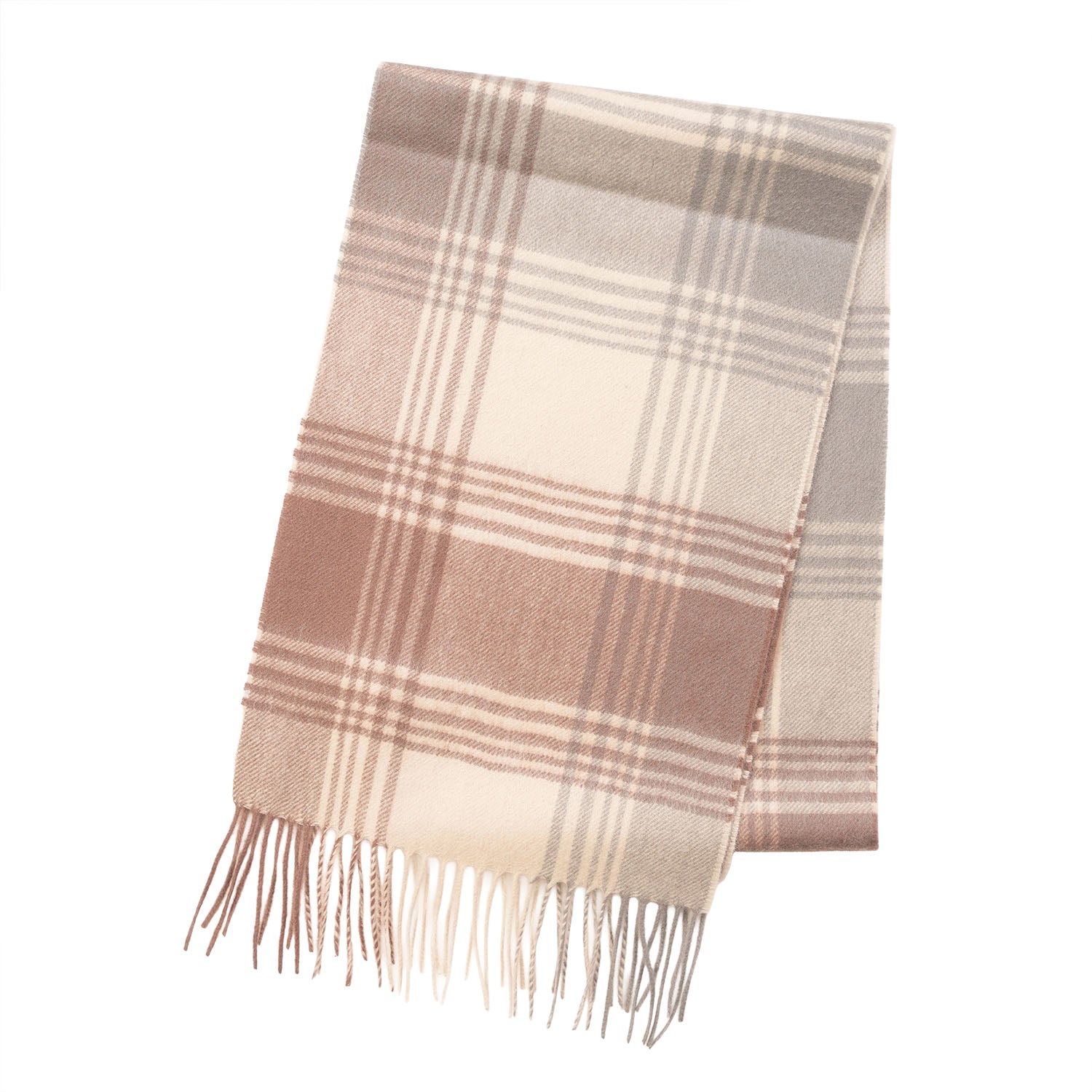 Edinburgh Cashmere Premium Lightweight Scarf - Ultra-Soft Luxury Wrap - Broken Check - Latte