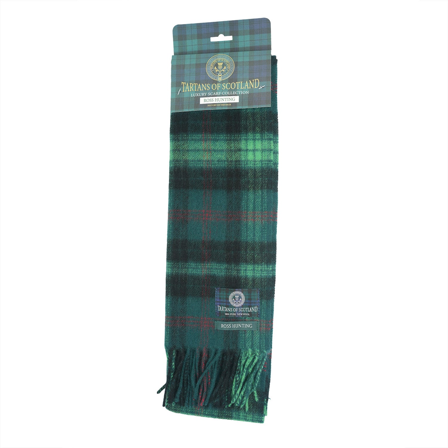 Tartan of Scotland 100% Pure New Wool Clan Scarf - Ross Hunting