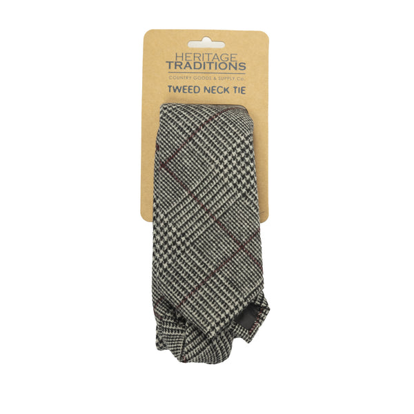 Tweed Tie - Prince Of Wales Check - Grey