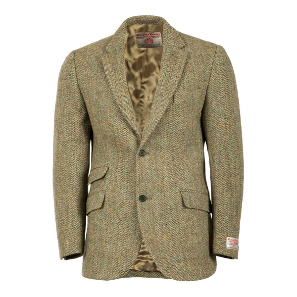 Harris Tweed Gents Wool Jacket - Harris Green Herringbone