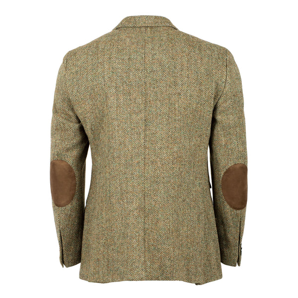 Harris Tweed Gents Wool Jacket - Harris Green Herringbone
