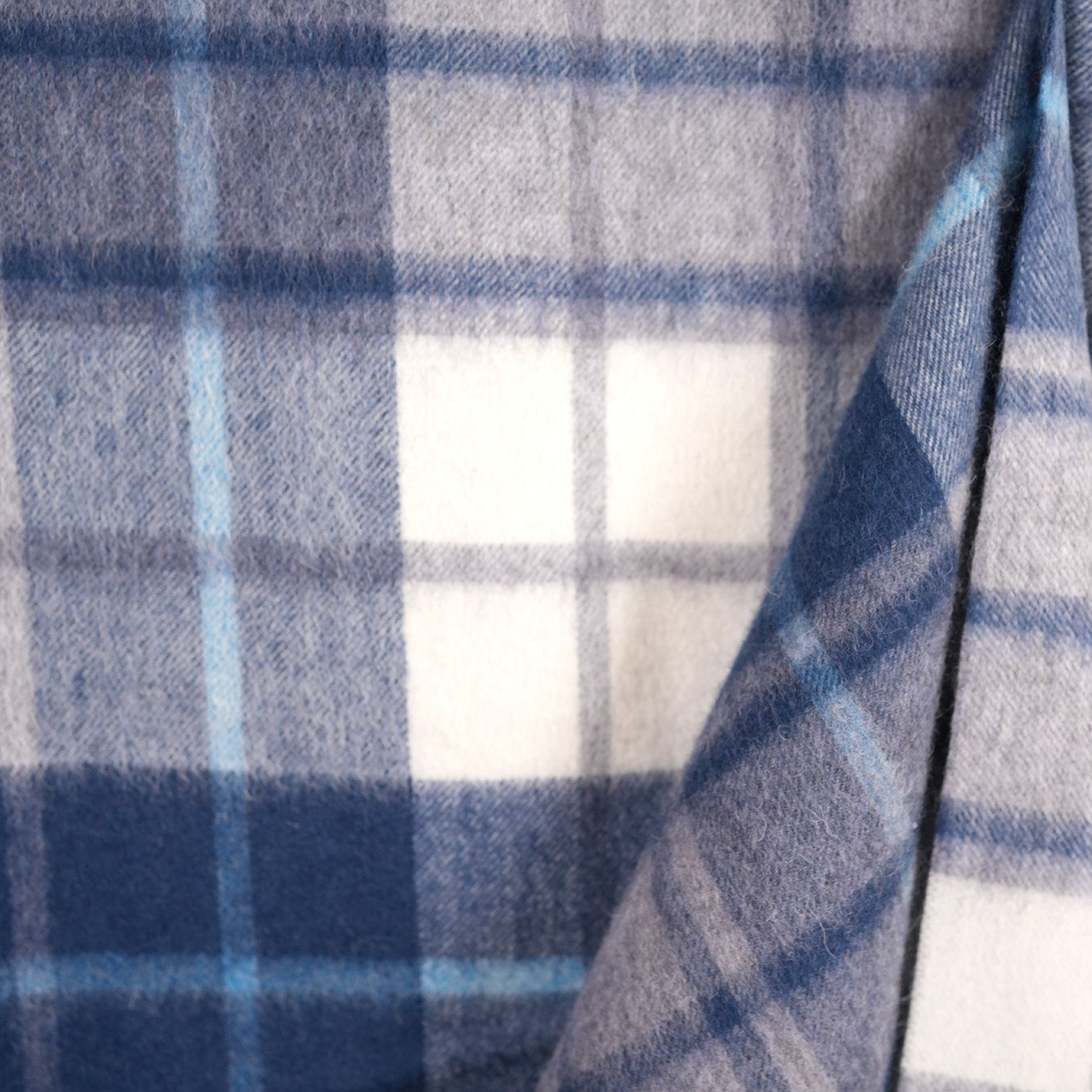 100% Lambswool Blanket Mill Check Navy