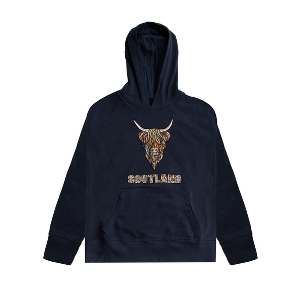 Colourful Highland Cow Embroidered Hooded Top