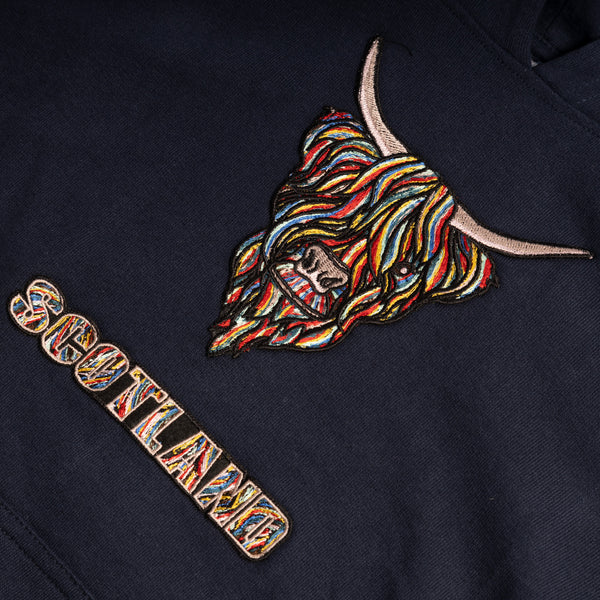 Kids Colourful Highland Cow Emb Hoodie