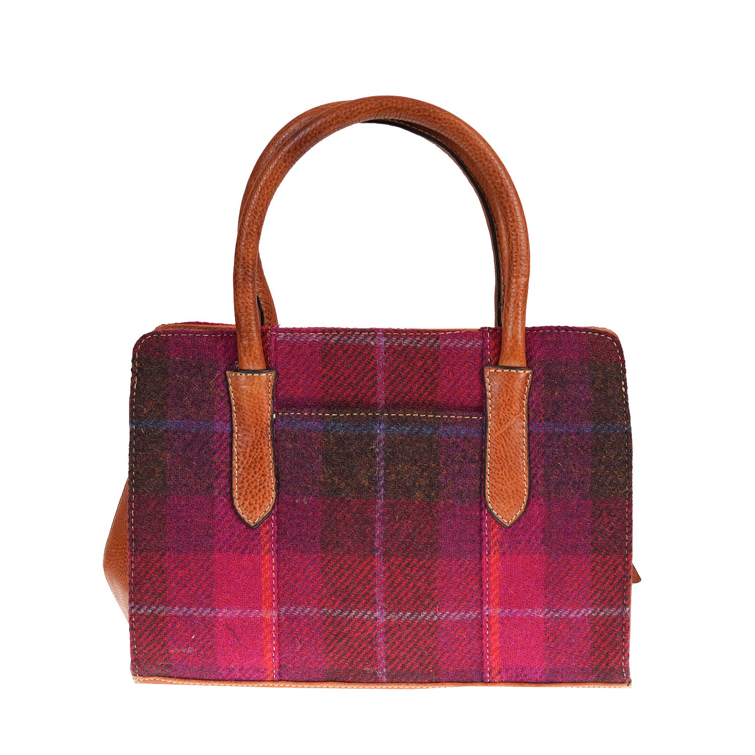 Ladies Ht Leather Hand Bag Cerise Check / Tan