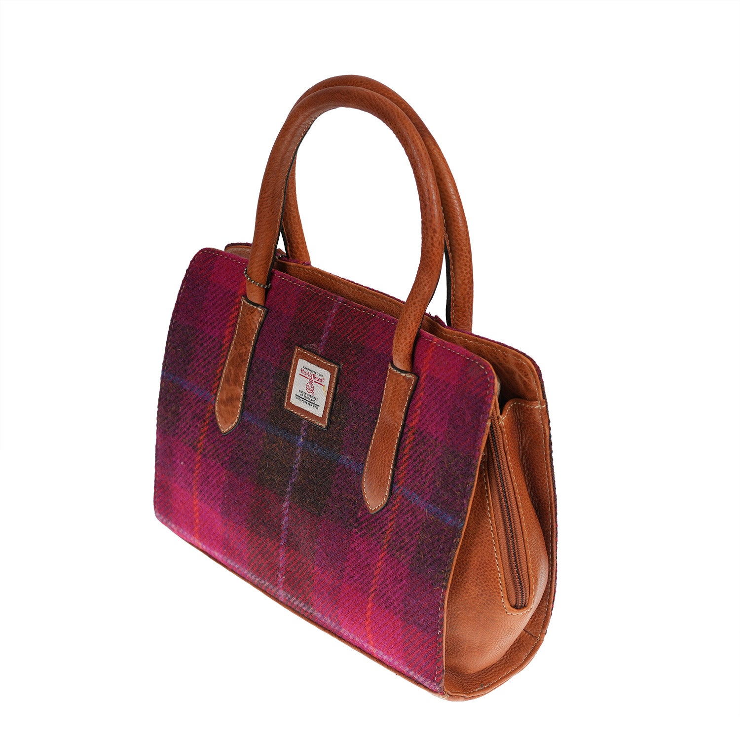 Ladies Ht Leather Hand Bag Cerise Check / Tan