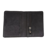 Harris Tweed Leather Passport Cover Plum Herringbone / Black