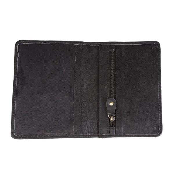Harris Tweed Leather Passport Cover Plum Herringbone / Black