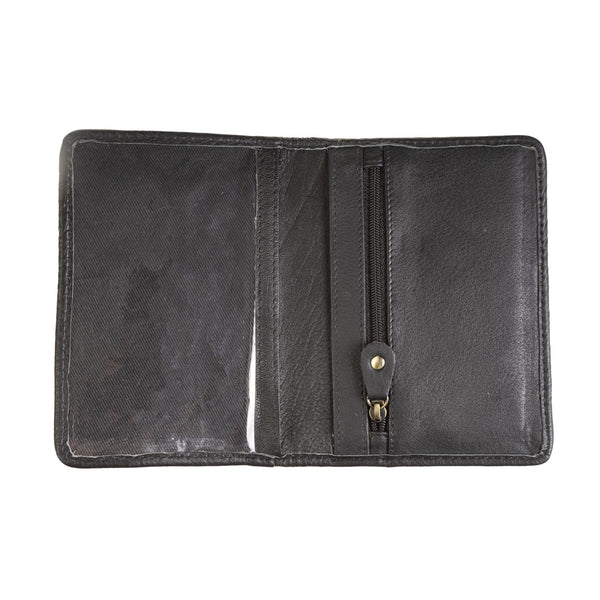 Harris Tweed Leather Passport Cover Lovat Check / Black