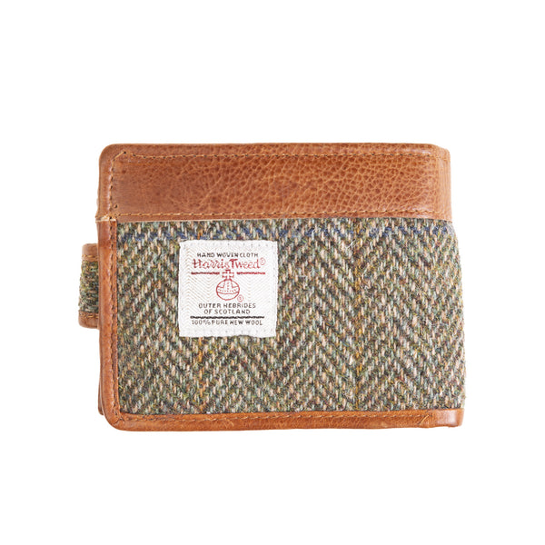 Mens Ht Leather Wallet With Loop Closer Lt Brown Check / Tan
