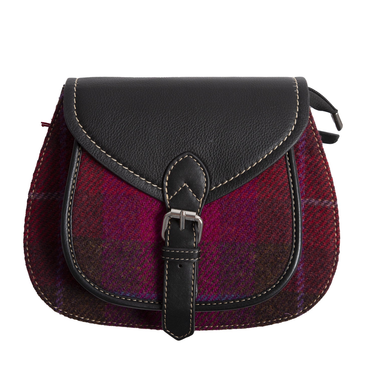 Ladies Ht Leather Shoulder Bag Cerise Check / Black