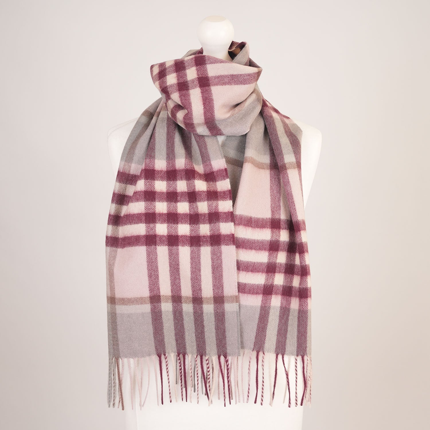 Edinburgh Cashmere Premium Lightweight Scarf - Ultra-Soft Luxury Wrap - Chequer Tartan-Maroon
