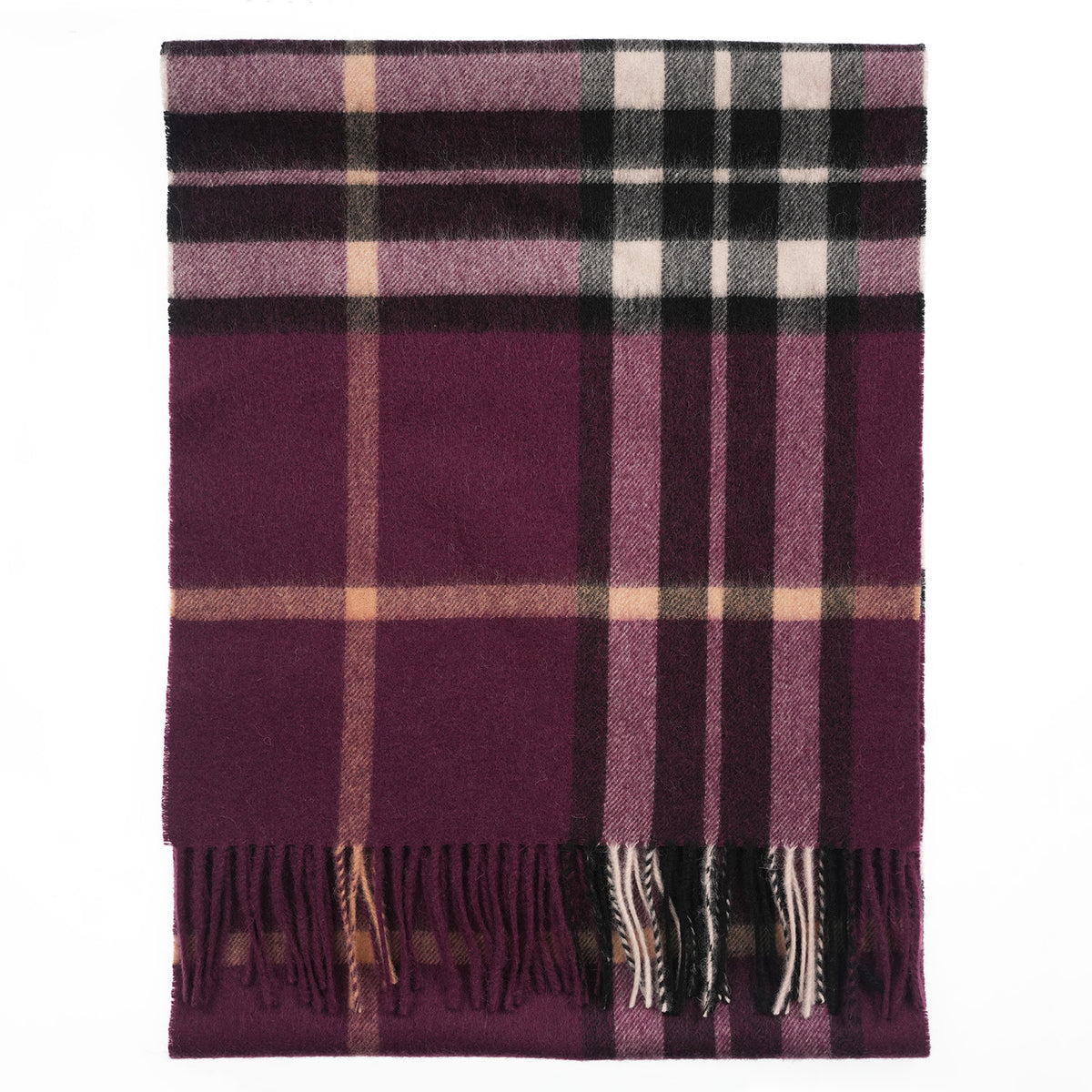 Heritage of Scotland 100% Lambswool Wide Scarf Soft Unisex Winter Wrap - Tartan & Check Designs - Enlarged Off Scotty Thom Cabernet