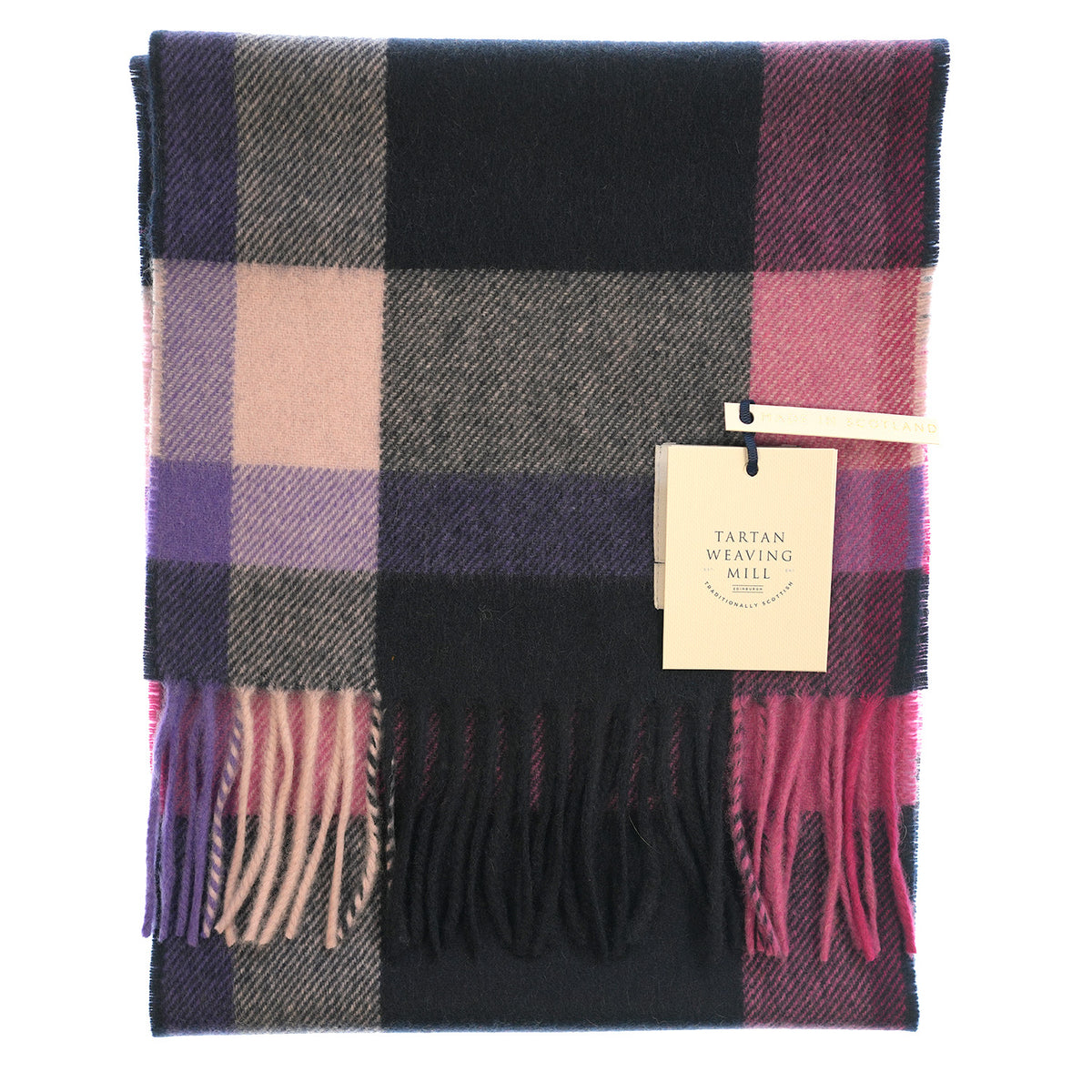 Tartan Weaving Mill 100% Pure Cashmere Scarf – Made in Scotland - MIDDLETON CHECK HEATHER