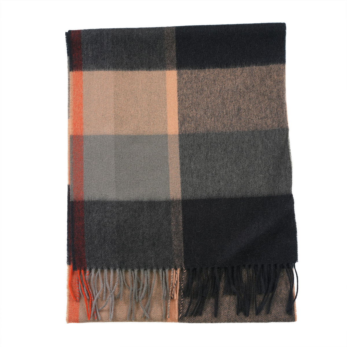 Heritage of Scotland 100% Lambswool Wide Scarf Soft Unisex Winter Wrap - Tartan & Check Designs - KIRKSTALL CHECK CAMEL