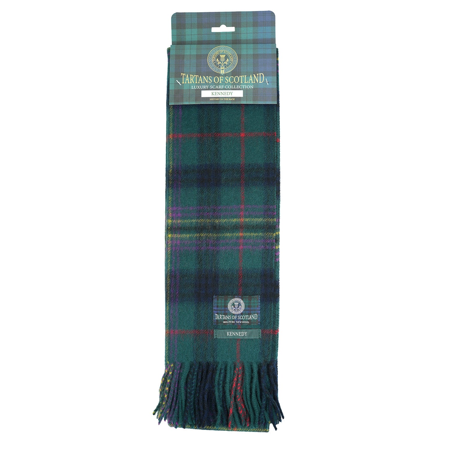Tartan of Scotland 100% Pure New Wool Clan Scarf - Kennedy