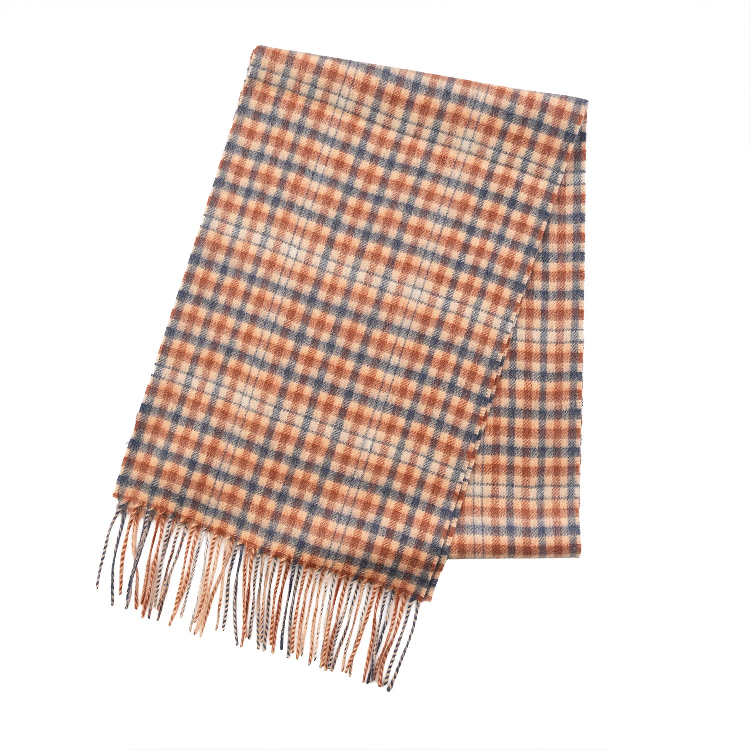 Edinburgh Cashmere Premium Lightweight Scarf - Ultra-Soft Luxury Wrap - GINGHAM TWEED CHECK TAN