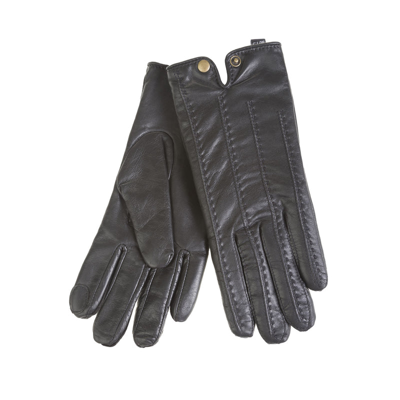 Ladies Leather Glove With Button Detail