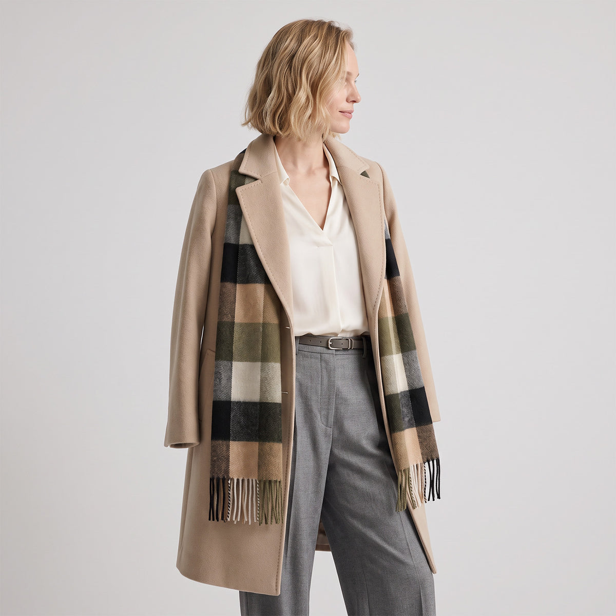 Tartan Weaving Mill 100% Pure Cashmere Scarf – Made in Scotland - BLOCK OLIVE
