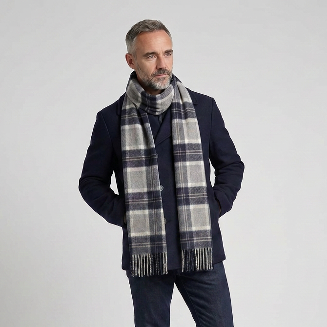 Tartan Weaving Mill 100% Pure Cashmere Scarf – Made in Scotland - Bannockbane Silver