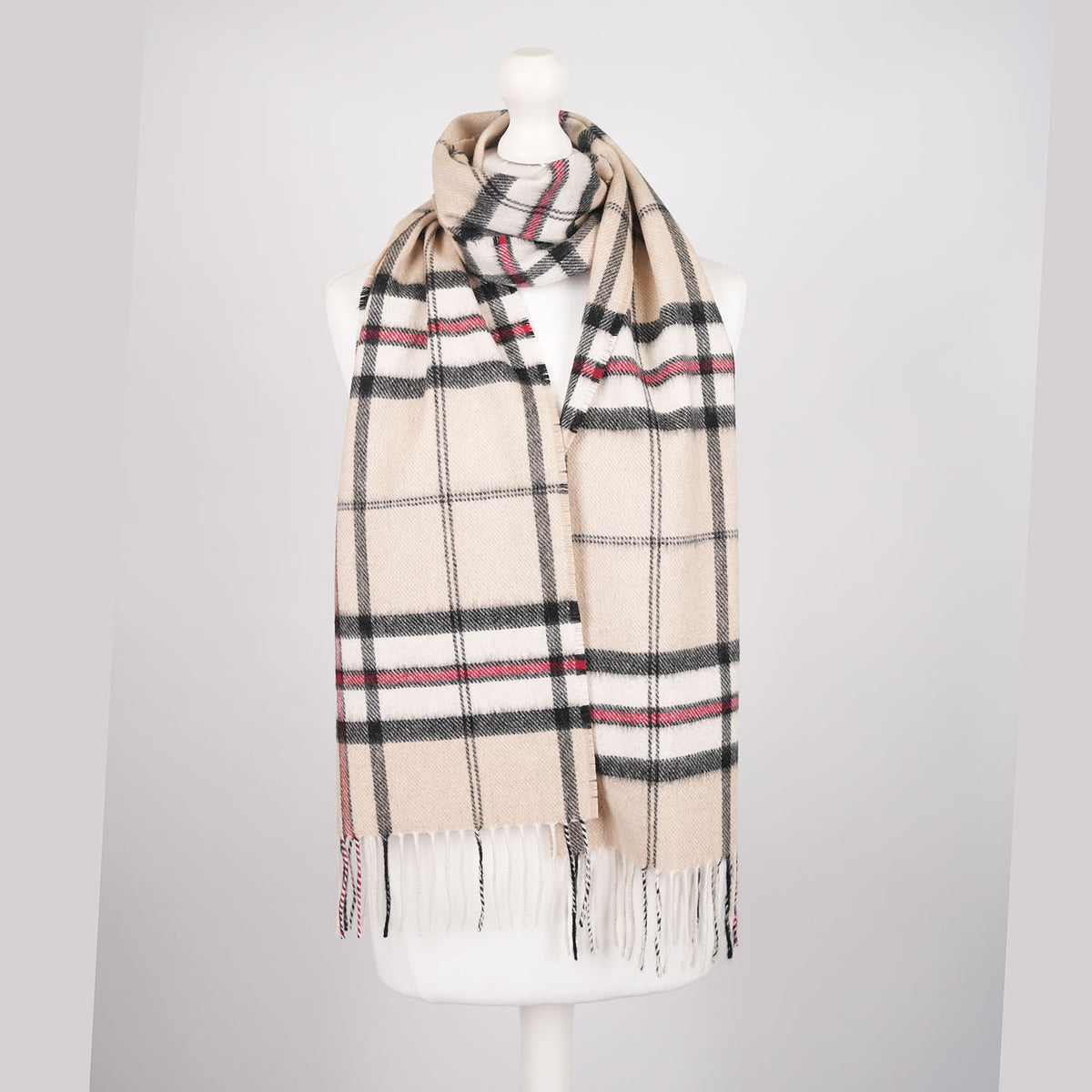 Tartan Weaving Mill 100% Pure Cashmere Scarf – Made in Scotland - Thomson Camel - Maxi Check