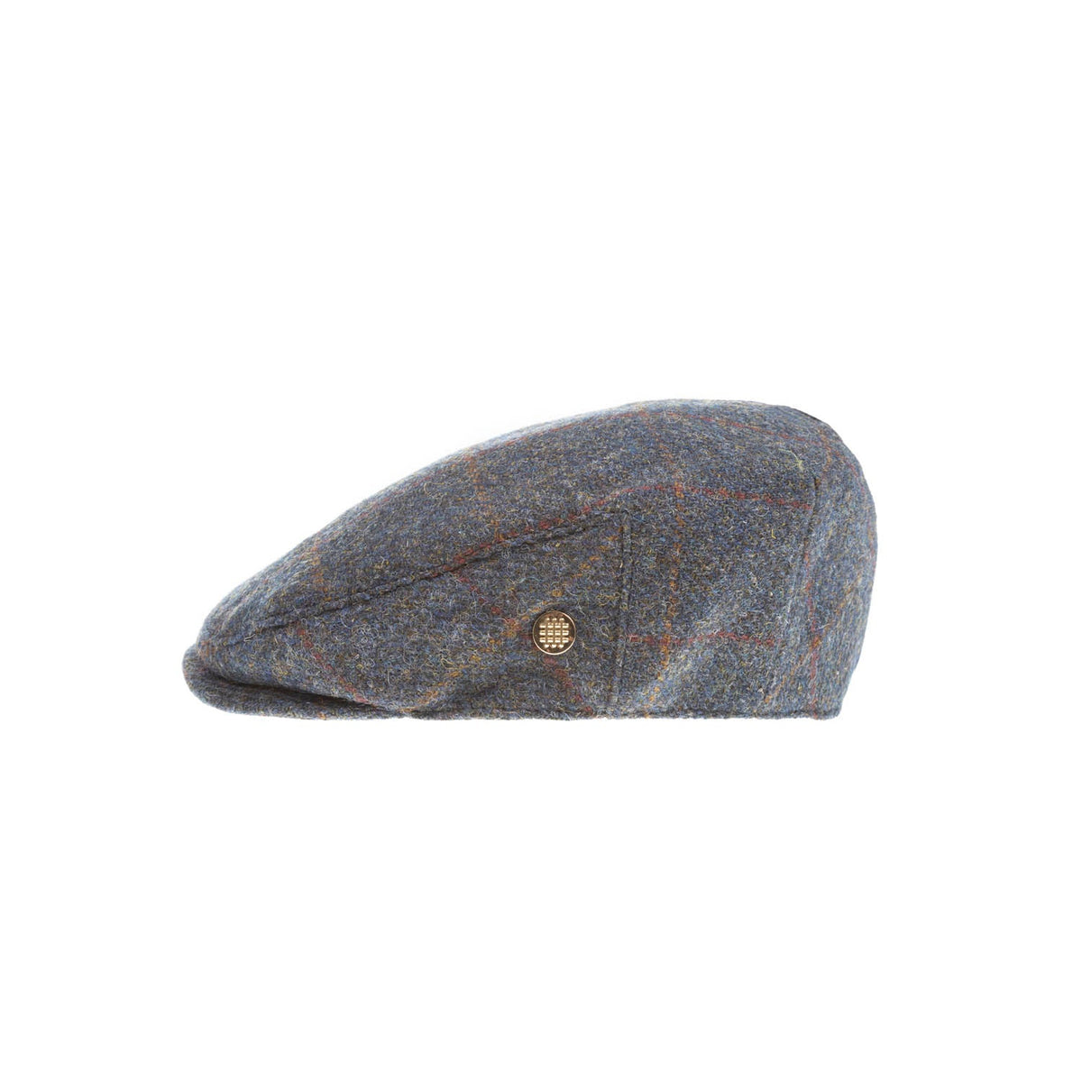 Heddle & Reed Harris Tweed® Wool Flat Cap Blue Multi-Tone