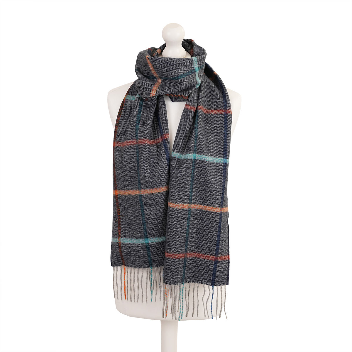 Tartan Weaving Mill 100% Pure Cashmere Scarf – Made in Scotland - FALA NAVY