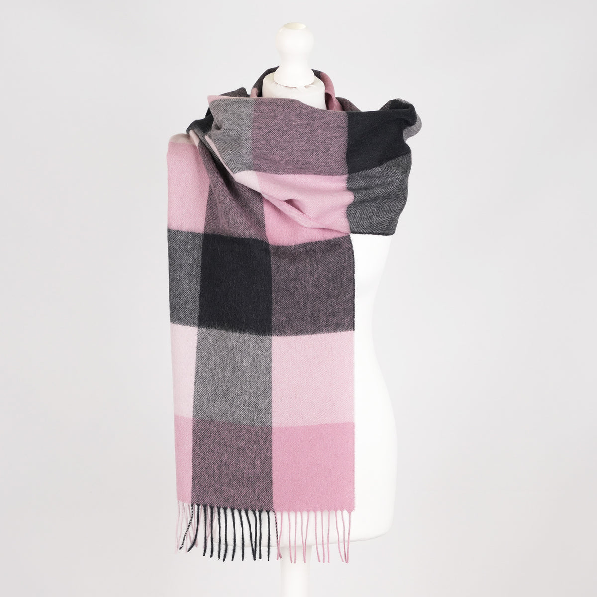 Heritage of Scotland 100% Lambswool Wide Scarf Soft Unisex Winter Wrap - Tartan & Check Designs - 3 SQUARE PINK