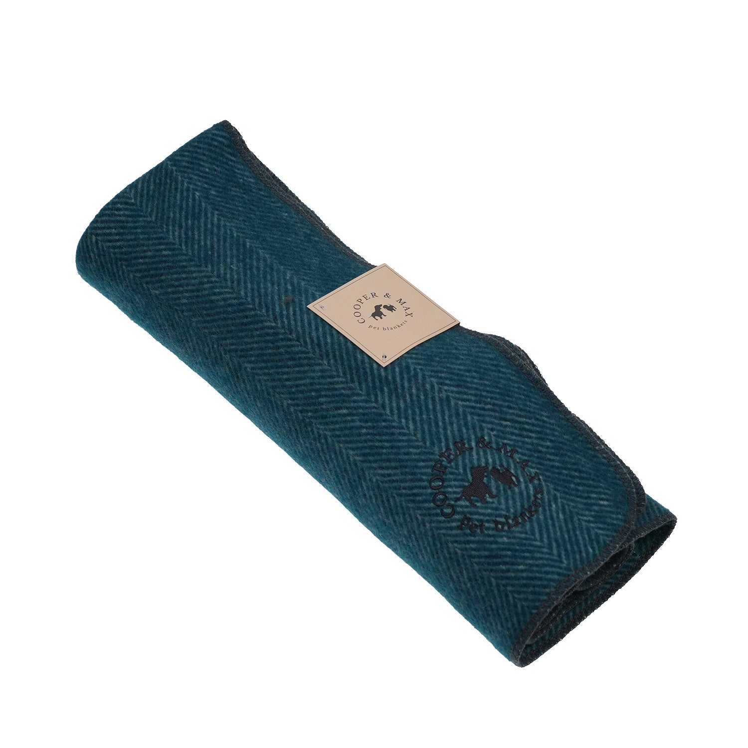 Recycled Wool Herringbone Pet Blanket – 150cm x 90cm - TURQUOISE