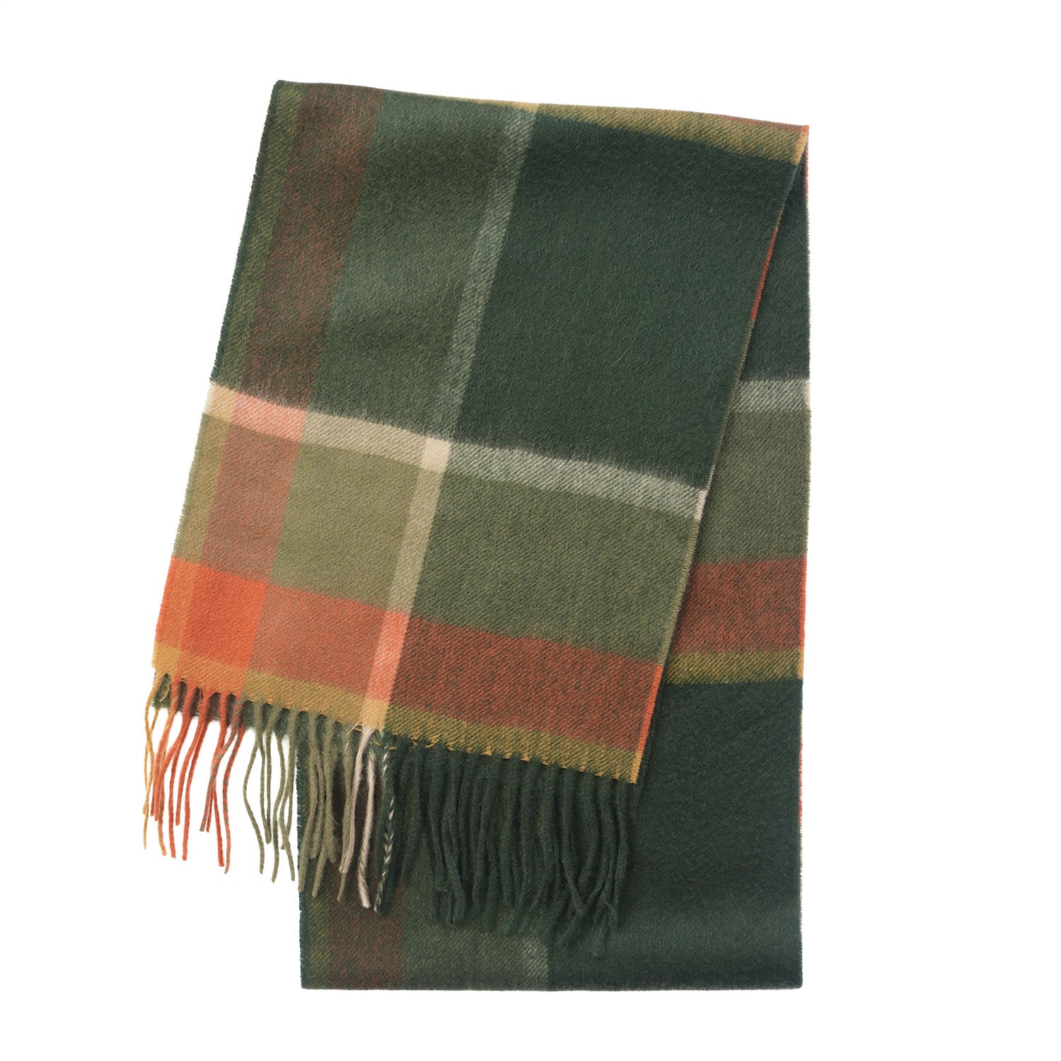 Edinburgh Cashmere Premium Lightweight Scarf - Ultra-Soft Luxury Wrap - BAGSHAW CHECK GREEN