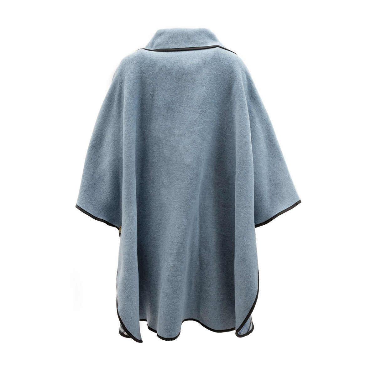 Heritage of Scotland Ladies Warm Reversible Wool Blend Cape - DENIM