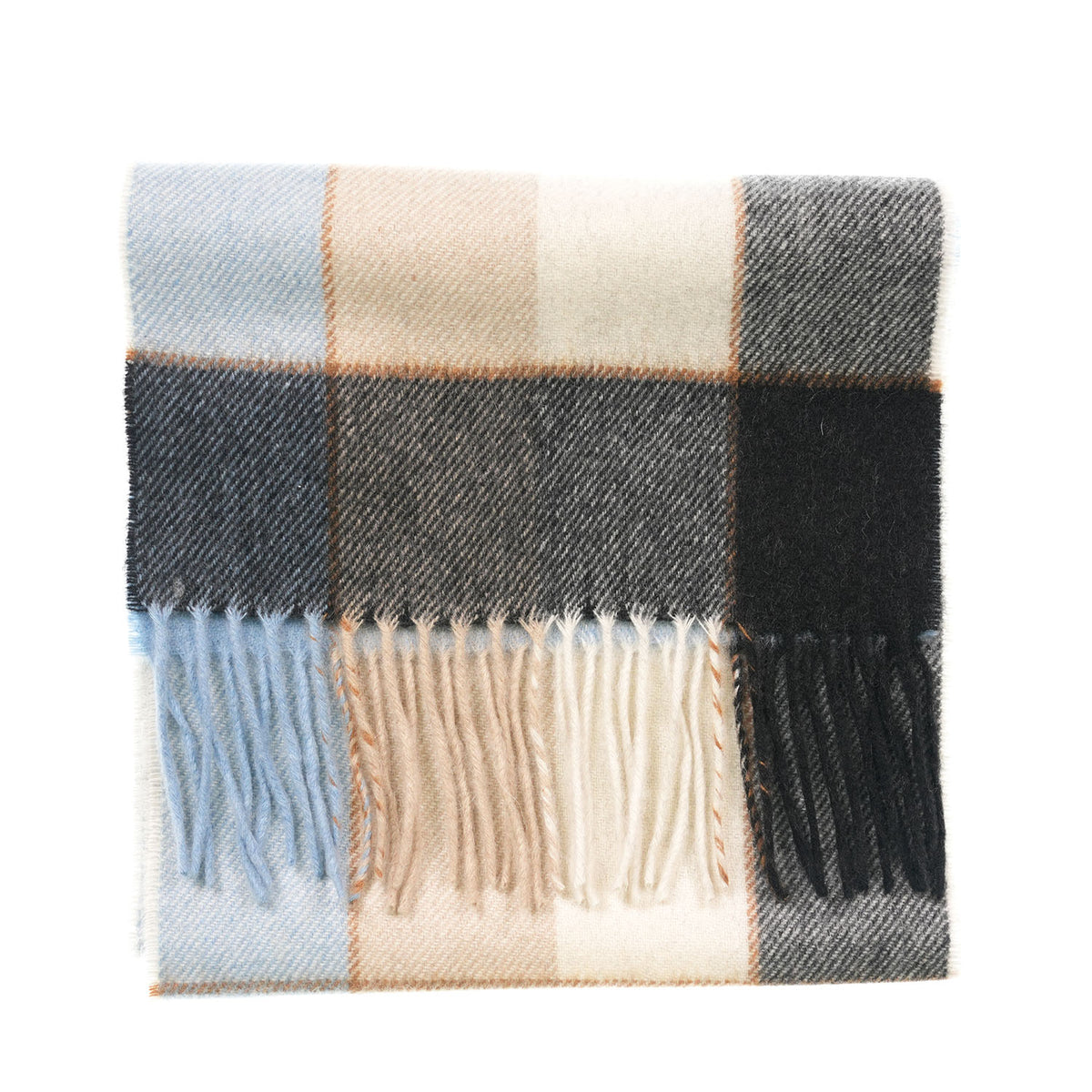 Tartan Weaving Mill 100% Pure Cashmere Scarf – Made in Scotland - BLOCK PINSTRIPE SANDY