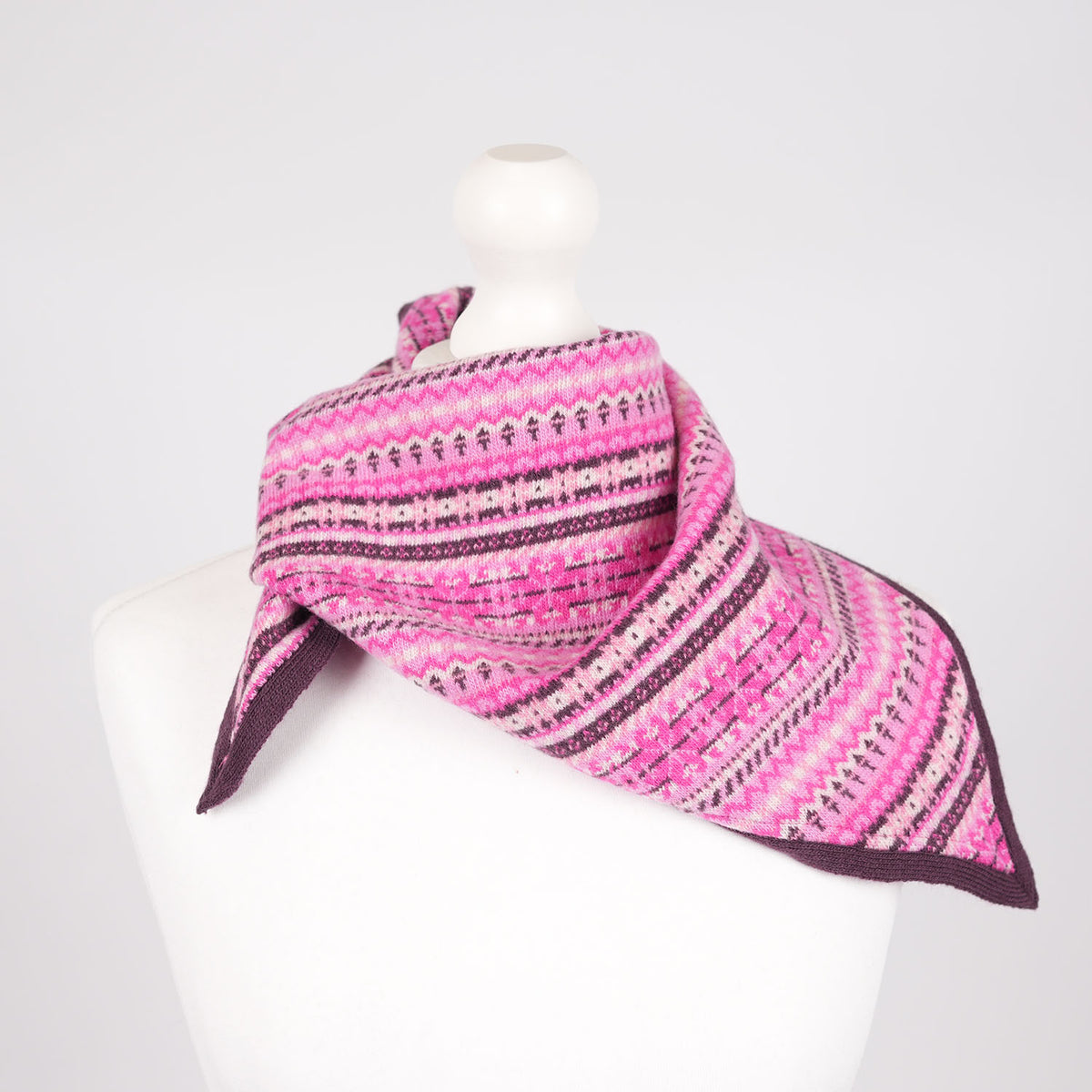 Women’s Lambswool Fair Isle Neck Scarf – Made in Scotland - CASIS PURPLE