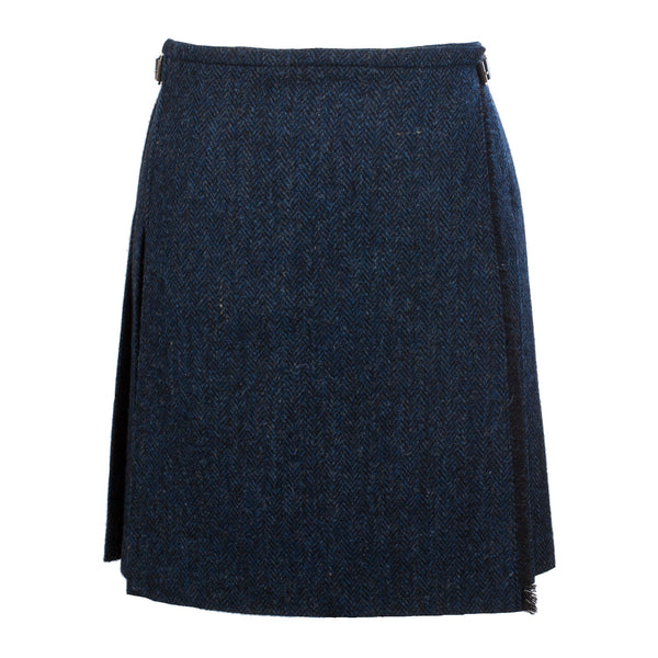 Harris Tweed Ladies Bronwyn Wool Skirt Blue Herringbone