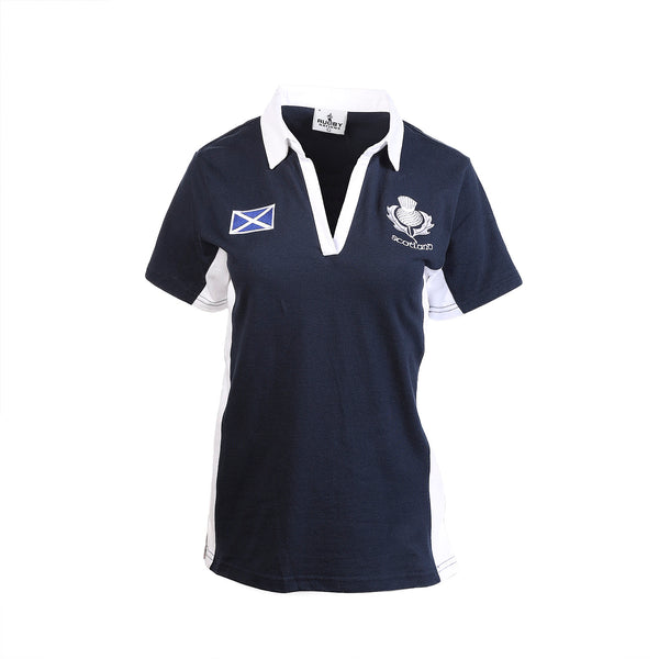 Ladies Short Sleeve New Contrast Scotland Rugby Shirt Top
