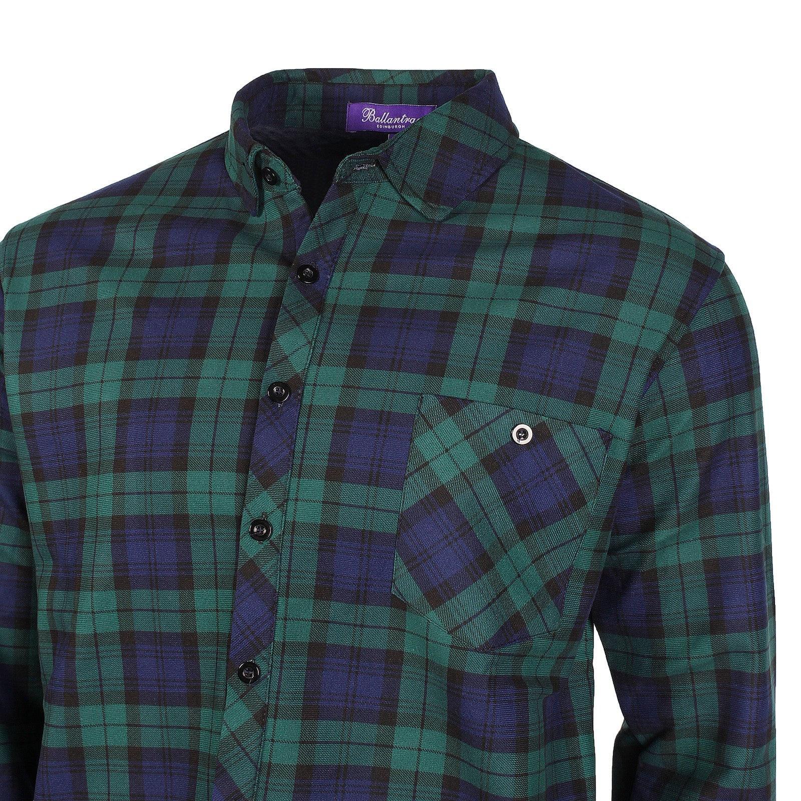 Men's Plaid Velour Lined Check Shirt Navy Check